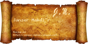 Janzer Makár névjegykártya